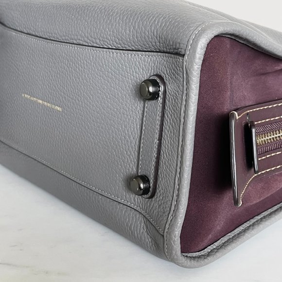 Coach Rogue 25 Grey Purple Colorblock Genuine Pebble Leather Satchels Handbags - Picture 14 of 16
